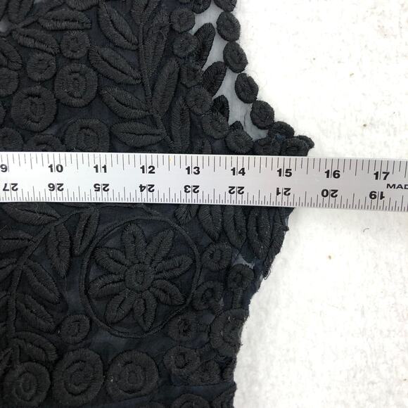 Baraschi Womens Dress 2 Black Silk Floral Lace Sheath Sleeveless Tailored Mini - Picture 4 of 8